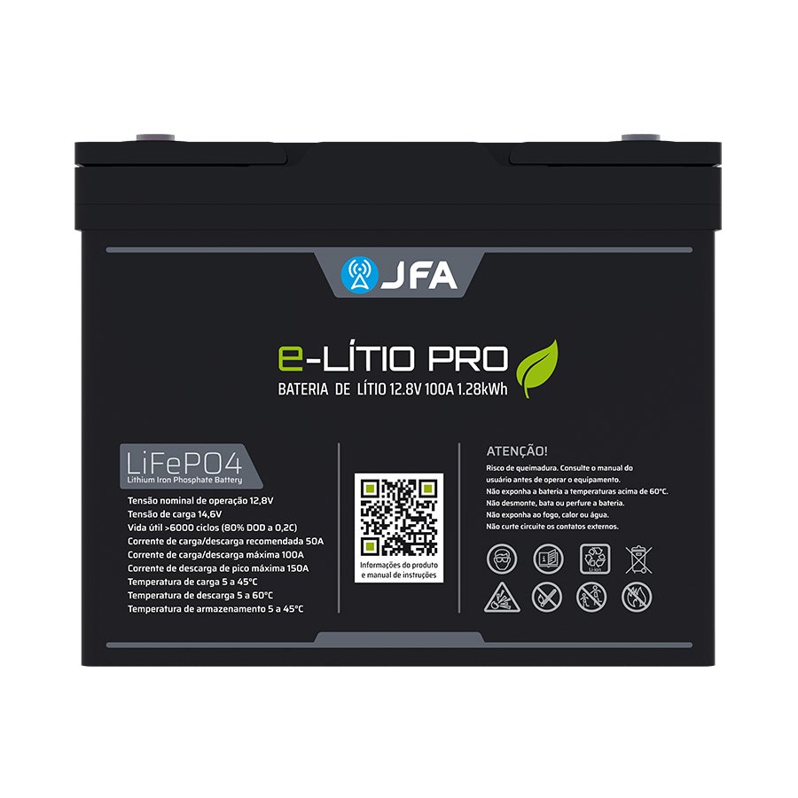 BATERIA ESTACIONÁRIA DE LÍTIO PORTÁTIL 12.8V/100A E-LITIO PRO LIFEPO4