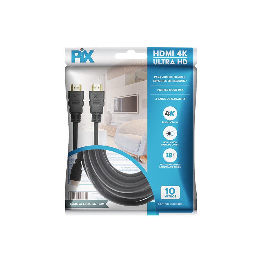 CABO HDMI 2.0 HDR 4K 19 PINOS 28AWG – 10 METROS