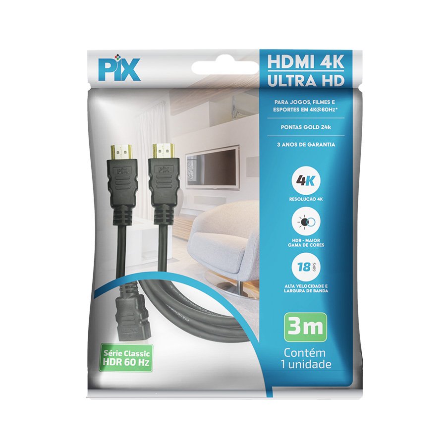 CABO HDMI 2.0 HDR 4K 19 PINOS 30AWG – 3 METROS