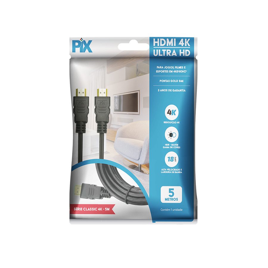 CABO HDMI 2.0 HDR 4K 19 PINOS 30AWG – 5 METROS