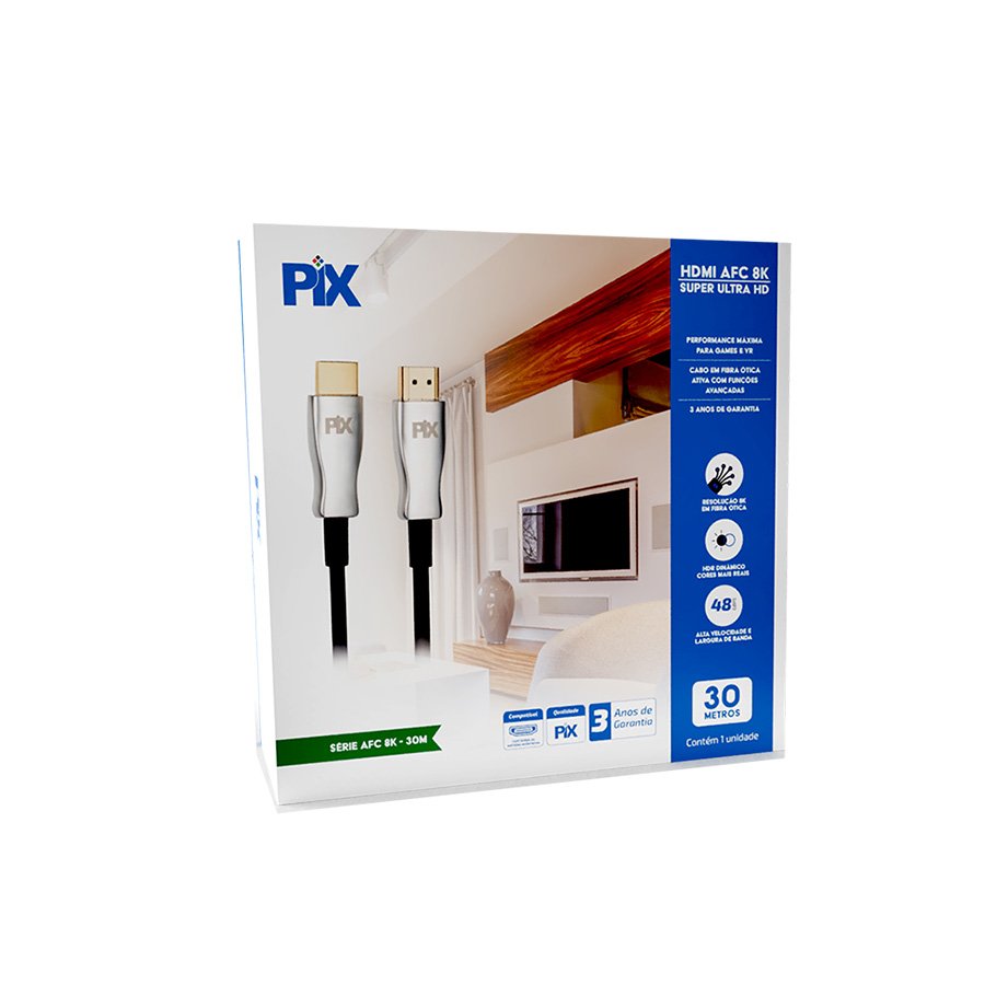 CABO HDMI 2.1 HDR 8K 19 PINOS 32AWG (FIBRA OPTICA ATIVA) – 30 METROS