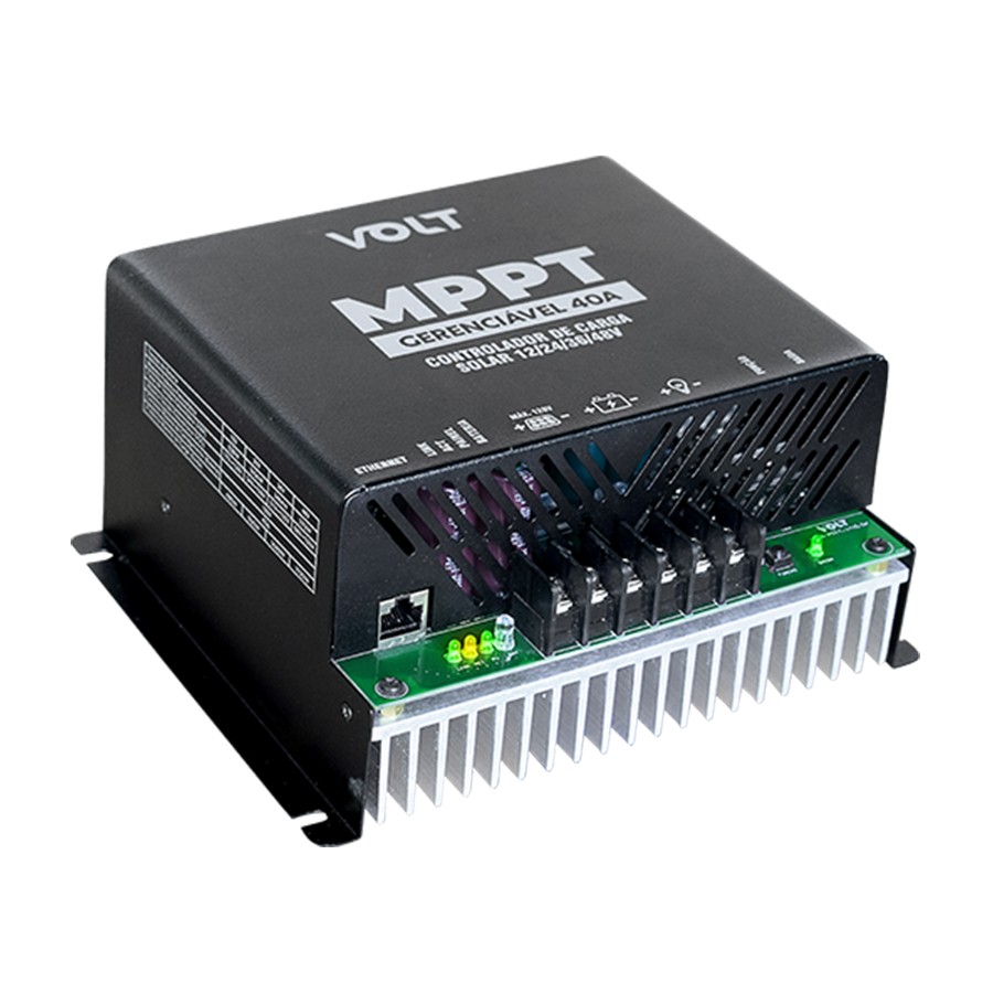 CONTROLADOR DE CARGA SOLAR MPPT (GERENCIÁVEL) 12/24/36/48VDC 40A