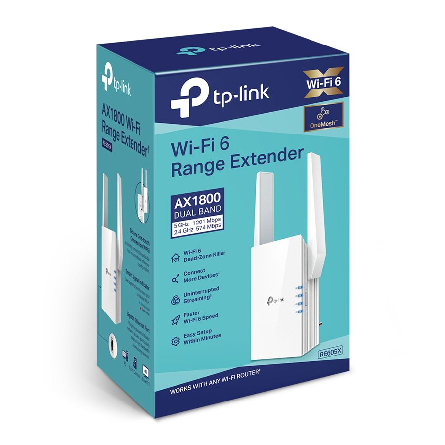 REPETIDOR EXTENSOR WIRELESS DUAL BAND AX1800 WI-FI6 MESH (RE605X)