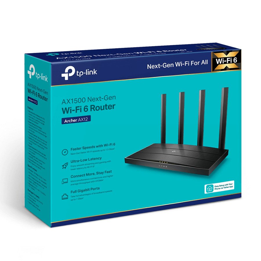 ROTEADOR WIRELESS DUAL BAND AX1500 WI-FI6 4 PORTAS GIGABIT (AX12)