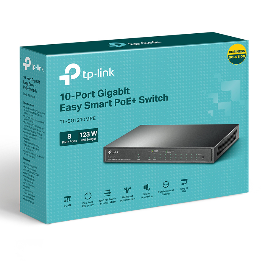 SWITCH 10 PORTAS GIGABIT EASY SMART C/ 8 PORTAS POE+ (TL-SG1210MPE)