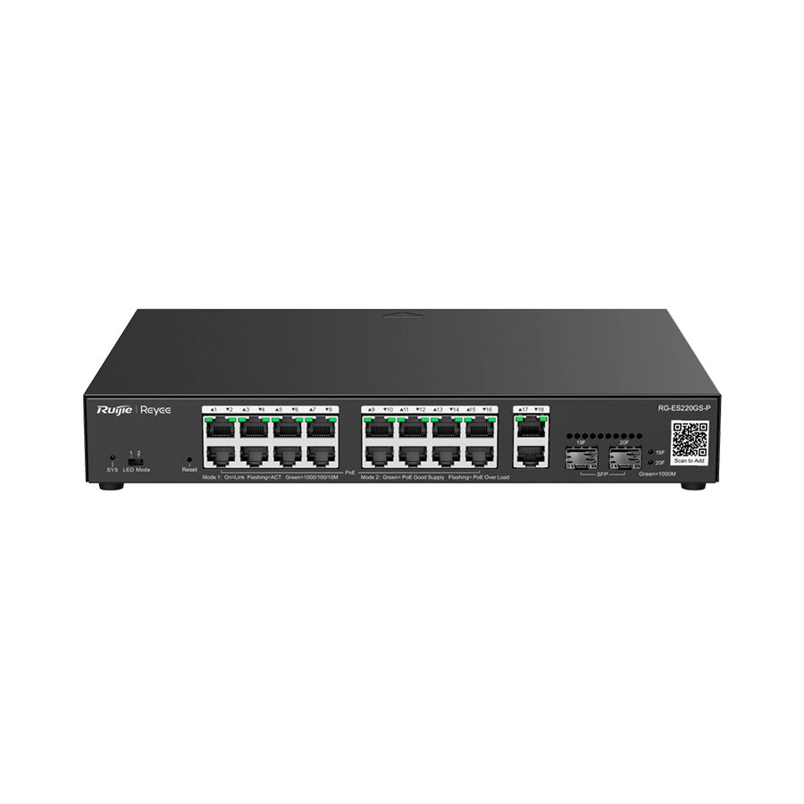 SWITCH 16 PORTAS POE+ GE + 2 PORTAS GE + 2 PORTAS SFP GERENCIAVEL (L2) RG-ES220GS-P — imagem 6