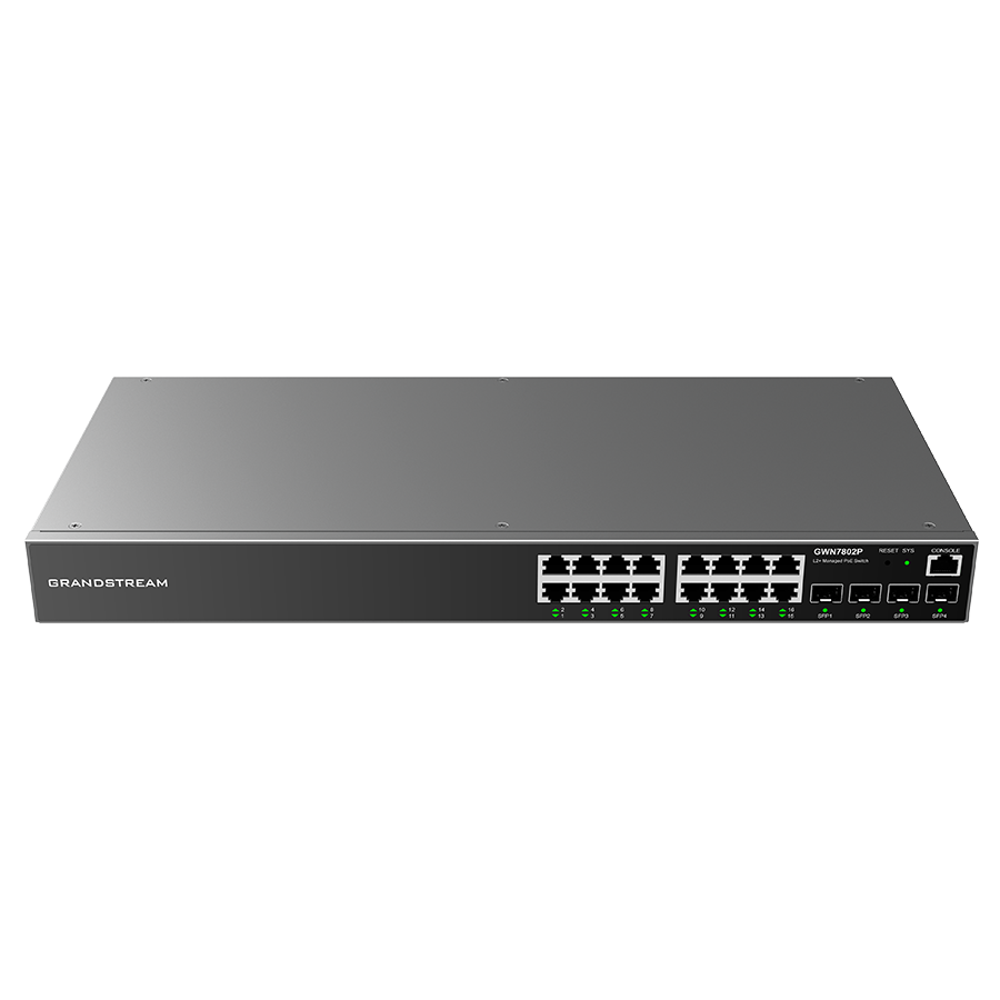 SWITCH 16 PORTAS POE GIGABIT + 4 SFP GERENCIÁVEL LAYER 2+ (GWN7802P)