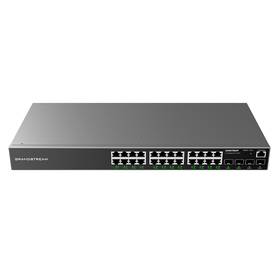 SWITCH 24 PORTAS POE GIGABIT + 4 SFP GERENCIÁVEL LAYER 2+ (GWN7803P)