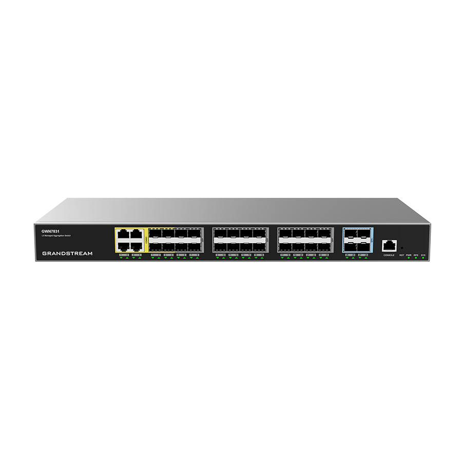 SWITCH 4 PORTAS COMBO GIGABIT + 24 SFP + 4 SFP+10G GERENCIÁVEL LAYER 3 (GWN7831)