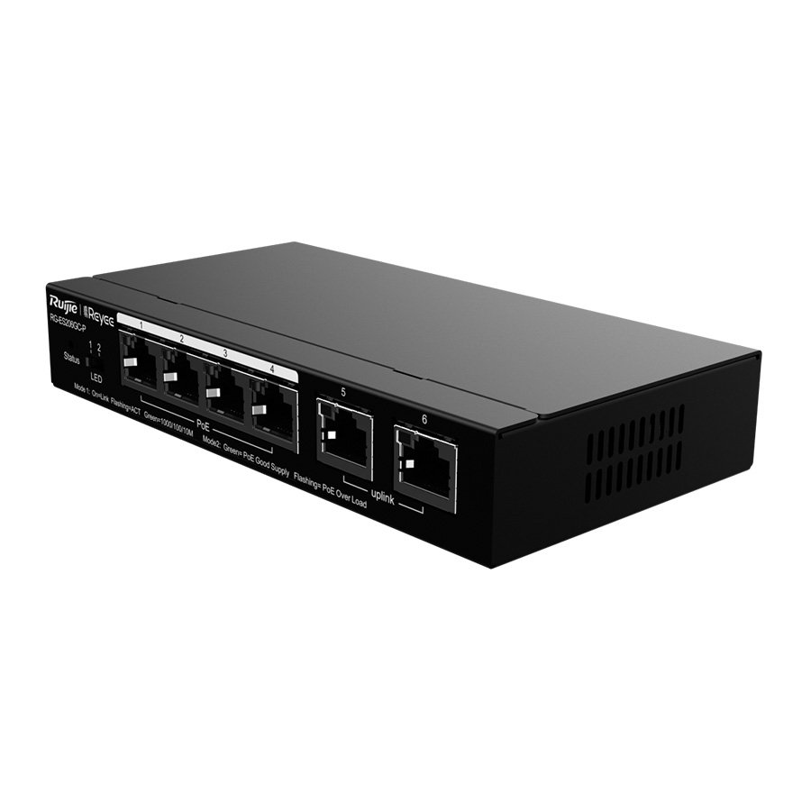 SWITCH 6 PORTAS GE C/ 4 PORTAS POE GERENCIÁVEL (L2) RG-ES206GC-P — imagem 4