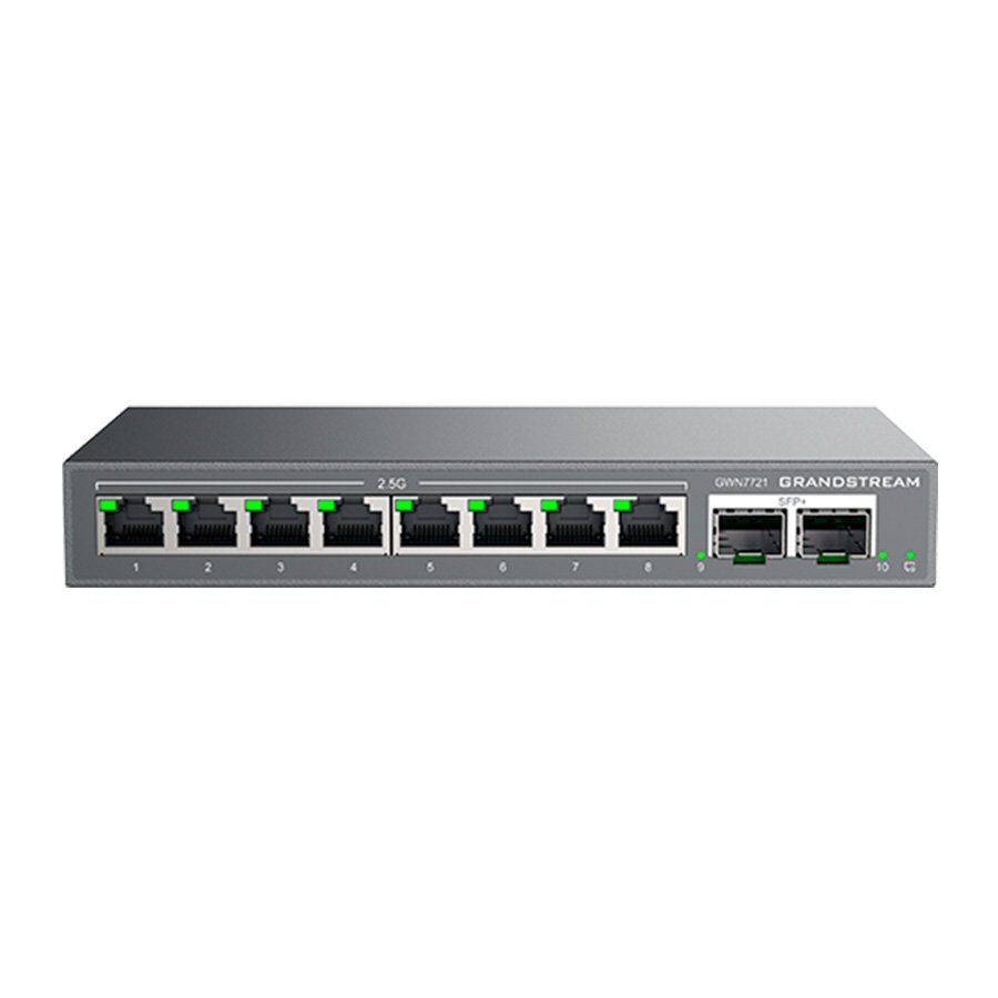 SWITCH 8 PORTAS 2.5GE + 2 PORTAS SFP+10G GERENCIÁVEL LAYER 2 LITE (GWN7721)