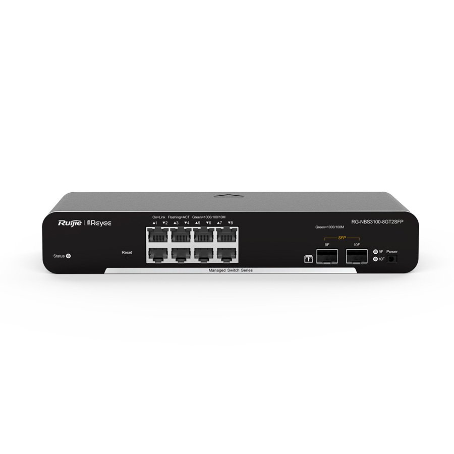 SWITCH 8 PORTAS GE + 2 PORTAS SFP GERENCIÁVEL (L2) RG-NBS3100-8GT2SFP