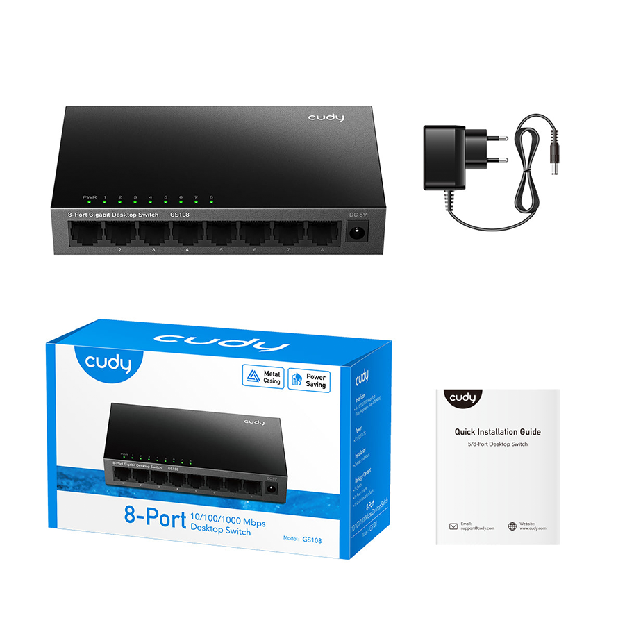 SWITCH 8 PORTAS GIGABIT CASE METAL (GS108) — imagem 2