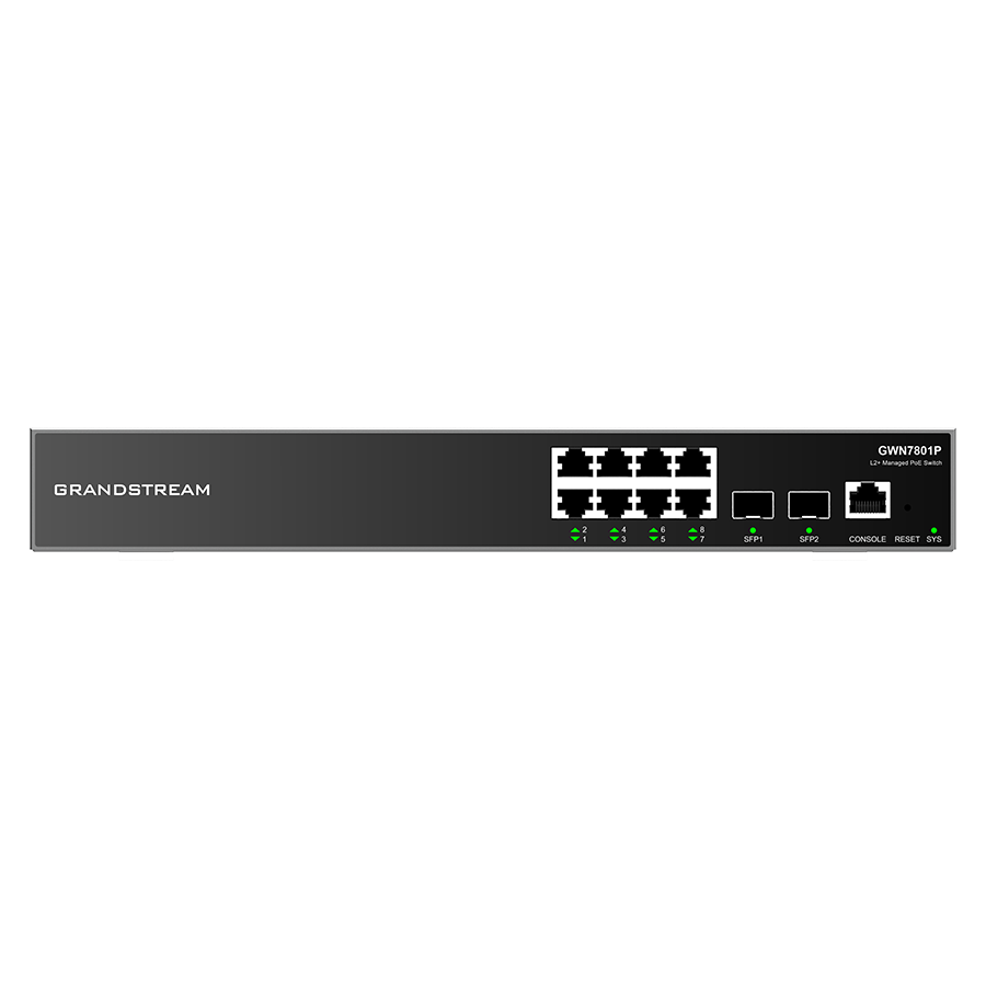 SWITCH 8 PORTAS POE GIGABIT + 2 SFP GERENCIÁVEL LAYER 2+ (GWN7801P)