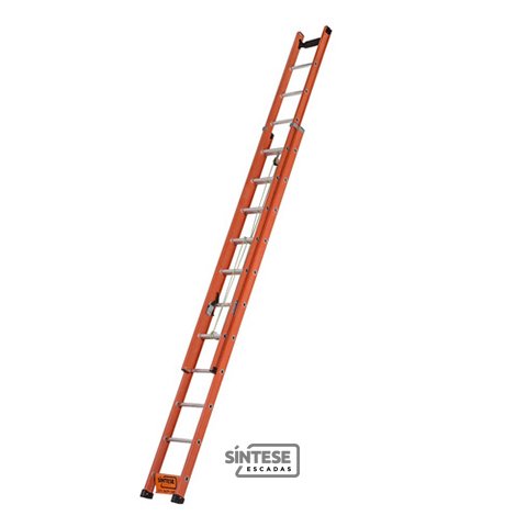 ESCADA FIBRA/ALUMÍNIO EXTENSÍVEL DEGRAU D VAZADO 6,00M – LARANJA (EAFD-19)