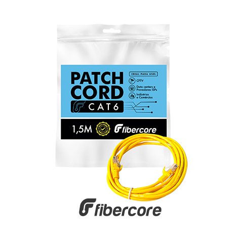 PATCH CORD U/UTP 24AWG CAT6 100% COBRE 1.5M – AMARELO