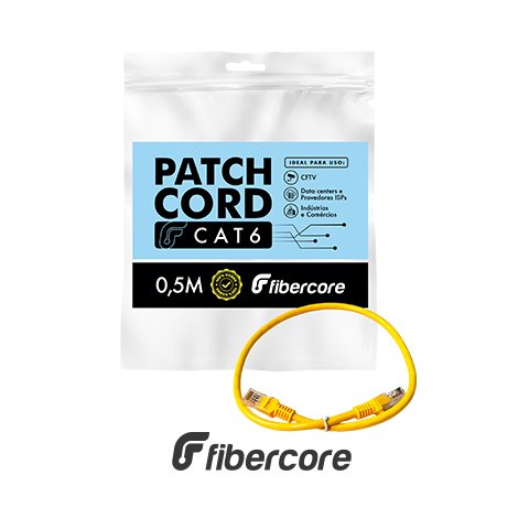 PATCH CORD U/UTP 24AWG CAT6 100% COBRE 0.5M – AMARELO