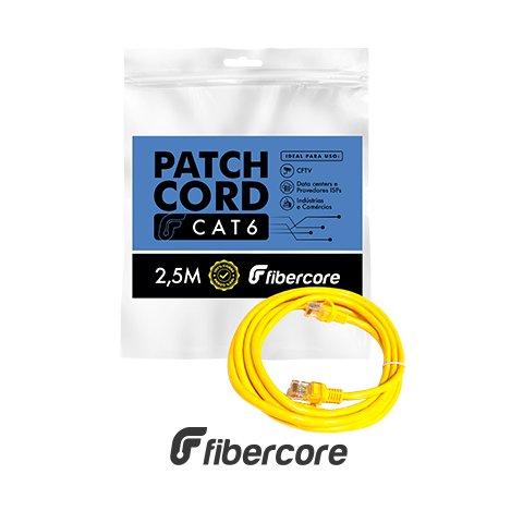 PATCH CORD U/UTP 24AWG CAT6 100% COBRE 2.5M – AMARELO