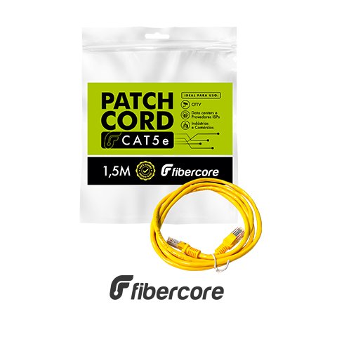 PATCH CORD U/UTP 24AWG CAT5E 100% COBRE 1.5M – AMARELO