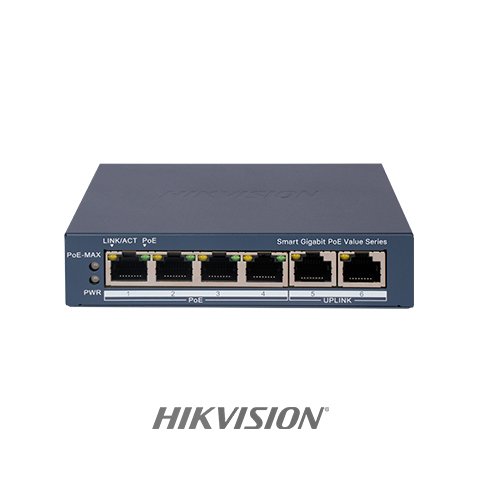 SWITCH 04 PORTAS GIGABIT SMART POE / 2X GIGABIT RJ45 (DS-3E1506P-EI/M)