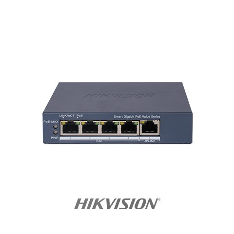 SWITCH 04 PORTAS GIGABIT SMART POE / 1X GIGABIT RJ45 (DS-3E1505P-EI/M)